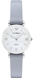 Emporio Armani Gianni T-Bar Mother Of Pearl White Dial Grey Leather Strap Watch For Women - AR11039 Buy Now By Emporio Armani