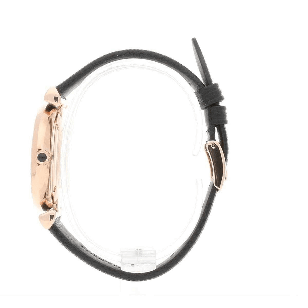 Emporio Armani Gianni T Bar Black Mother of Pearl Dial Black Leather Strap Watch For Women - AR11060 Buy Now By Emporio Armani