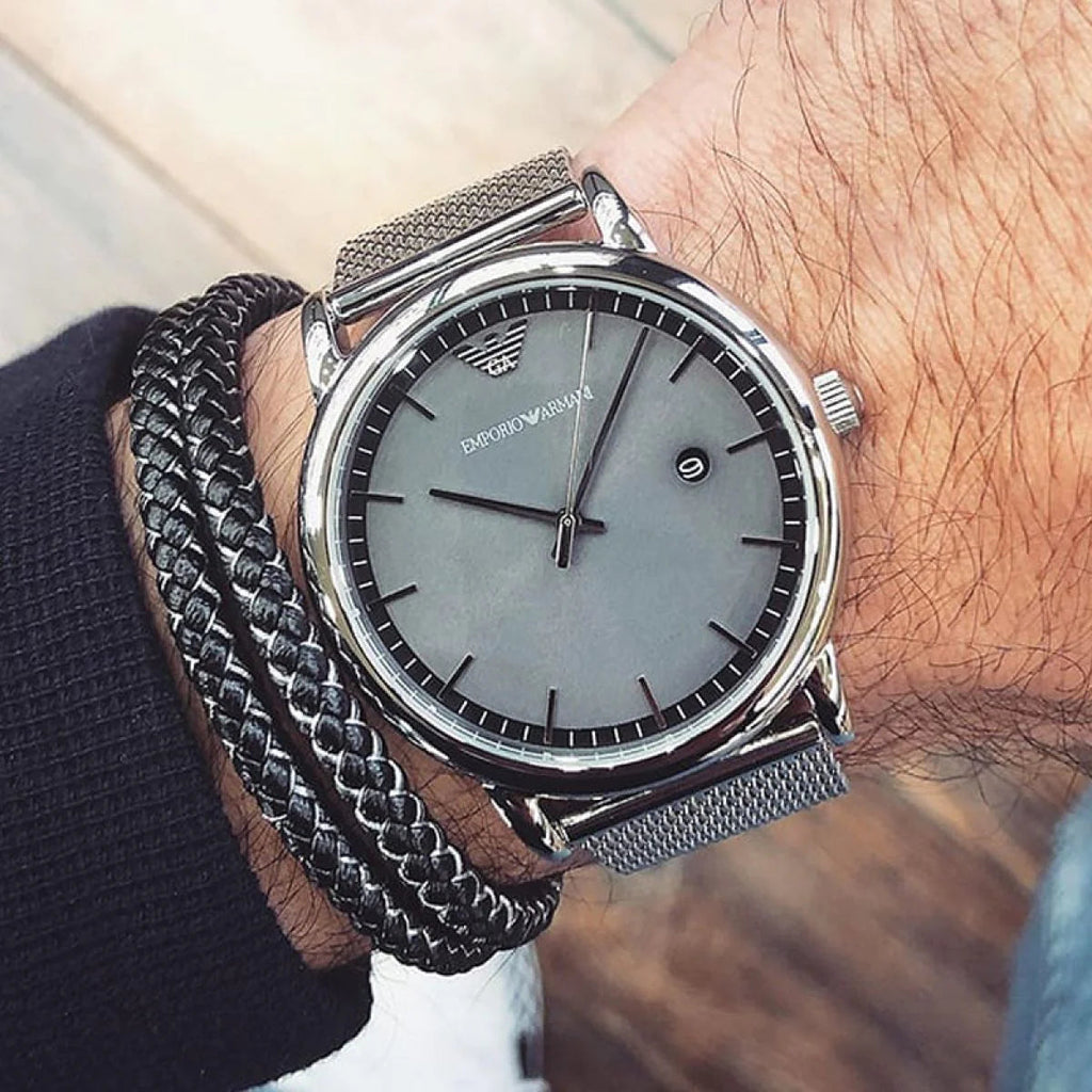 Emporio Armani Luigi Quartz Grey Dial Silver Mesh Bracelet Watch For Men - AR11069 Buy Now By Emporio Armani