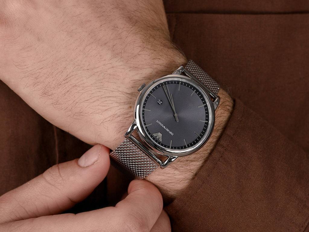 Emporio Armani Luigi Quartz Grey Dial Silver Mesh Bracelet Watch For Men - AR11069 Buy Now By Emporio Armani