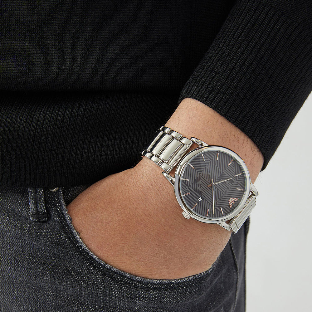 Emporio Armani Classic Quartz Grey Dial Silver Steel Strap Watch For Men - AR11134 Buy Now By Emporio Armani