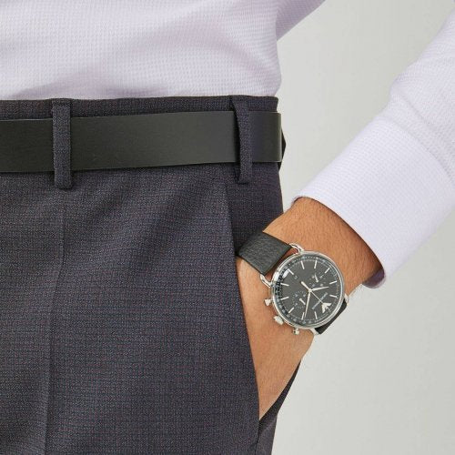 Emporio Armani Aviator Chronograph Black Dial Black Leather Strap Watch For Men - AR11143 Buy Now By Emporio Armani