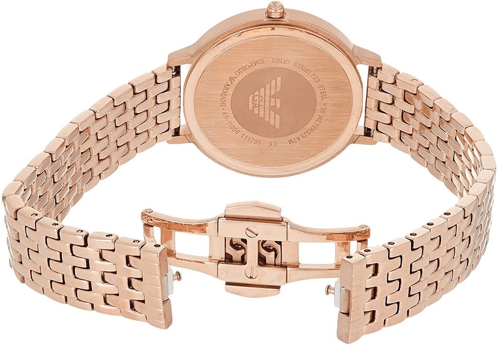Emporio Armani Gianni T-Bar Black Dial Rose Gold Strap Watch For Women - AR11145 Buy Now By Emporio Armani