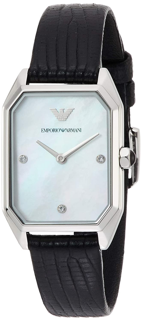 Emporio Armani Gioia Analog Mother of Pearl Dial Black Leather Strap Watch For Women - AR11148 Buy Now By Emporio Armani