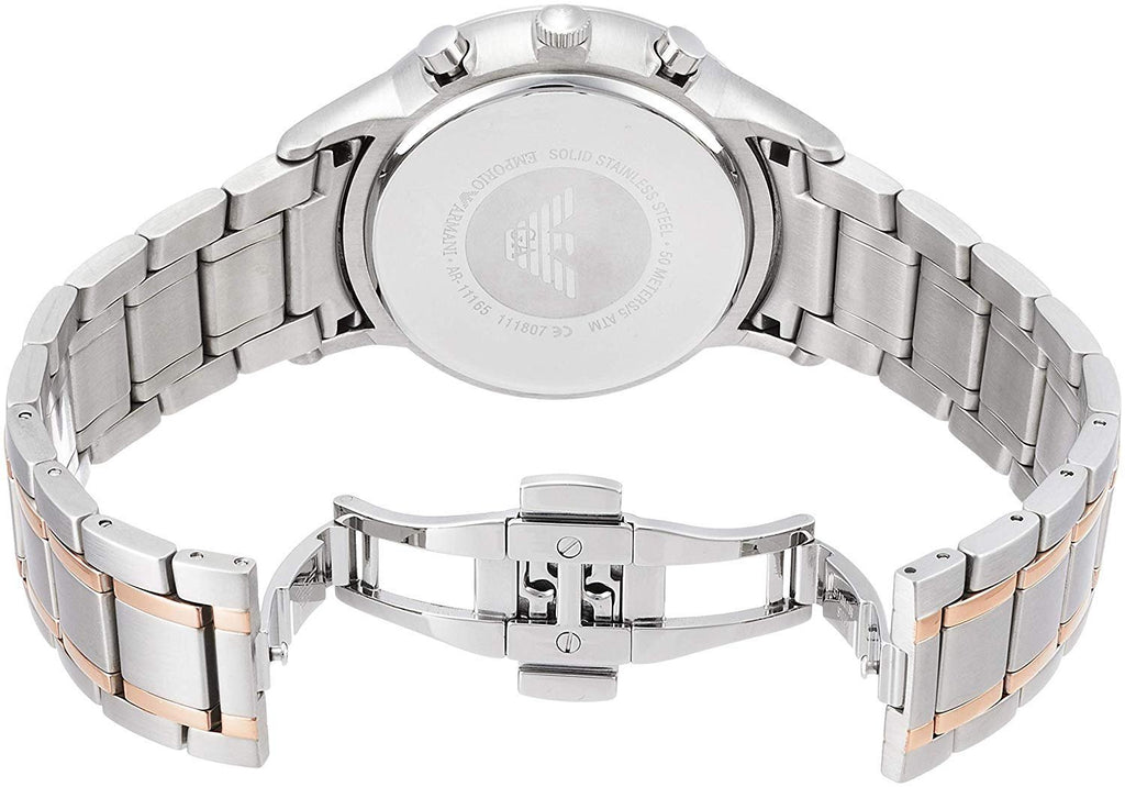 Emporio Armani Renato Chronograph Black Dial Two Tone Steel Strap Watch For Men - AR11165 Buy Now By Emporio Armani