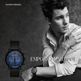 Emporio Armani Aviator Chronograph Blue Dial Black Mesh Bracelet Watch For Men - AR11201 Buy Now By Emporio Armani