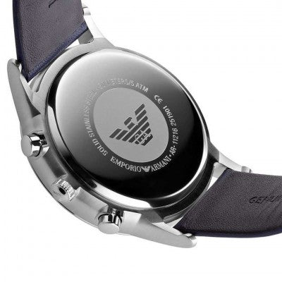 Emporio Armani Renato Chronograph Blue Dial Black Leather Strap Watch For Men - AR11216 Buy Now By Emporio Armani