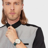 Emporio Armani Renato Chronograph Silver Dial Green Leather Strap Watch For Men - AR11233 Buy Now By Emporio Armani