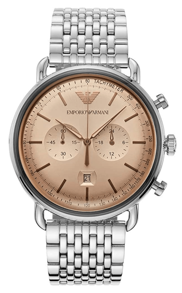 Emporio Armani Aviator Chronograph Beige Dial Silver Steel Strap Watch For Men - AR11239 Buy Now By Emporio Armani