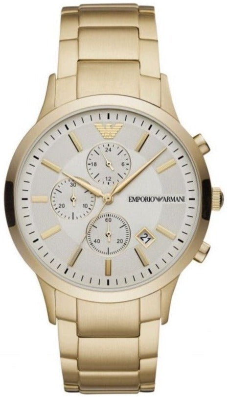 Emporio Armani Renato Chronograph White Dial Gold Steel Strap Watch For Men - AR11332 Buy Now By Emporio Armani