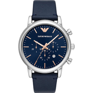 Emporio Armani Luigi Chronograph Blue Dial Blue Leather Strap Watch For Men - AR11451 Buy Now By Emporio Armani