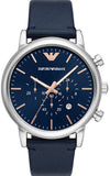 Emporio Armani Luigi Chronograph Blue Dial Blue Leather Strap Watch For Men - AR11451 Buy Now By Emporio Armani