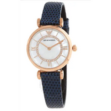 Emporio Armani Gianni T-Bar Analog Mother of Pearl Dial Blue Leather Strap Watch For Women - AR11468 Buy Now By Emporio Armani