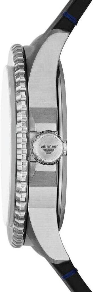 Emporio Armani Diver Three-Hand Quartz Blue Dial Blue Leather Strap Watch For Men - AR11516 Buy Now By Emporio Armani