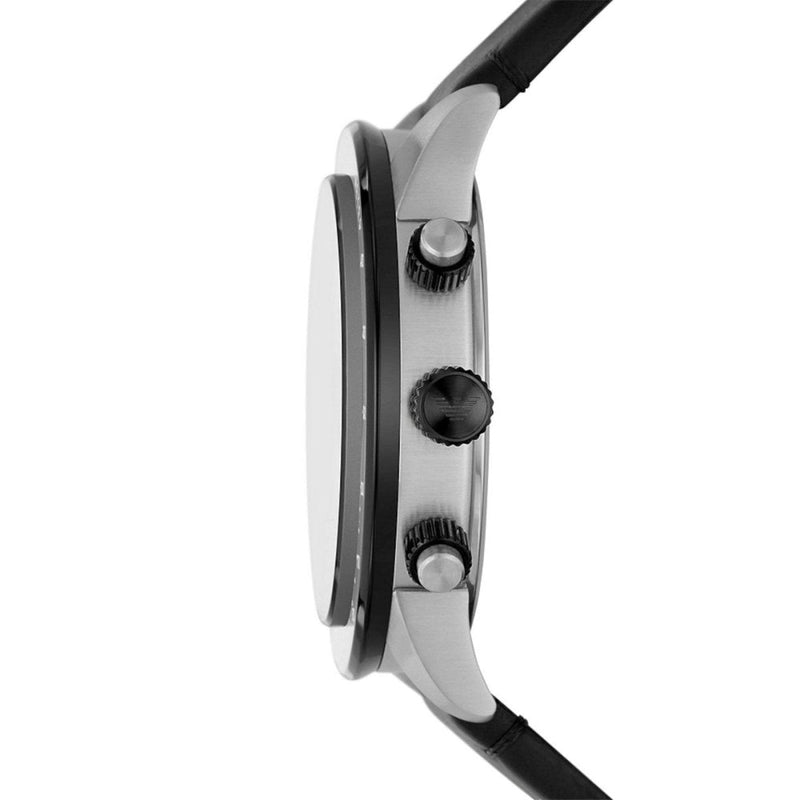 Emporio Armani Mario Chronograph Blue Dial Black Leather Strap Watch For Men - AR11522 Buy Now By Emporio Armani