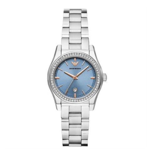 Emporio Armani Federica Three-Hand Date Blue Dial Silver Steel Strap Watch For Women - AR11593 Buy Now By Emporio Armani