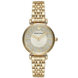 Emporio Armani Gianni T Bar Analog Crystals Gold Dial Gold Steel Strap Watch For Women - AR11608 Buy Now By Emporio Armani