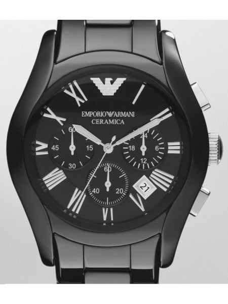 Emporio Armani Valente Chronograph Black Dial Black Ceramic Strap Watch For Men - AR1400 Buy Now By Emporio Armani