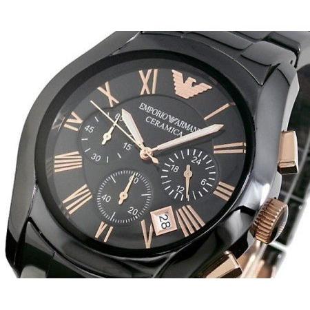 Emporio Armani Valente Ceramica Chronograph Black Dial Black Steel Strap Watch For Men - AR1410 Buy Now By Emporio Armani