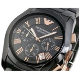 Emporio Armani Valente Ceramica Chronograph Black Dial Black Steel Strap Watch For Men - AR1410 Buy Now By Emporio Armani
