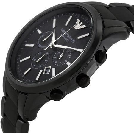 Emporio Armani Ceramica Chronograph Black Dial Black Steel Strap Watch For Men - AR1451 Buy Now By Emporio Armani