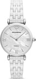 Emporio Armani Giannti T Bar Quartz Mother of Pearl Dial White Steel Strap Watch For Women - AR1485 Buy Now By Emporio Armani