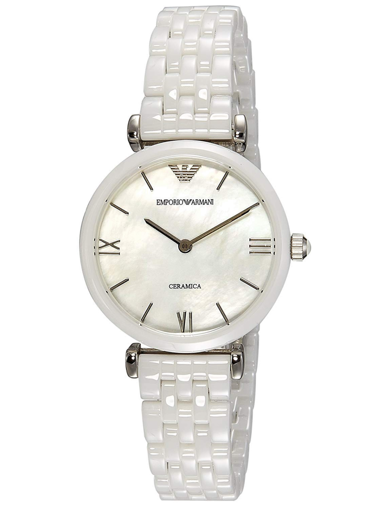 Emporio Armani Giannti T Bar Quartz Mother of Pearl Dial White Steel Strap Watch For Women - AR1485 Buy Now By Emporio Armani