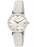 Emporio Armani Giannti T Bar Quartz Mother of Pearl Dial White Steel Strap Watch For Women - AR1485 Buy Now By Emporio Armani