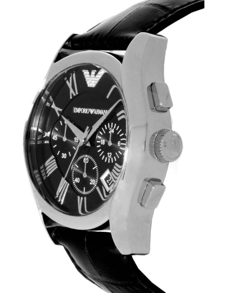Emporio Armani Valente Chronograph Black Dial Black Leather Strap Watch For Men - AR1633 Buy Now By Emporio Armani