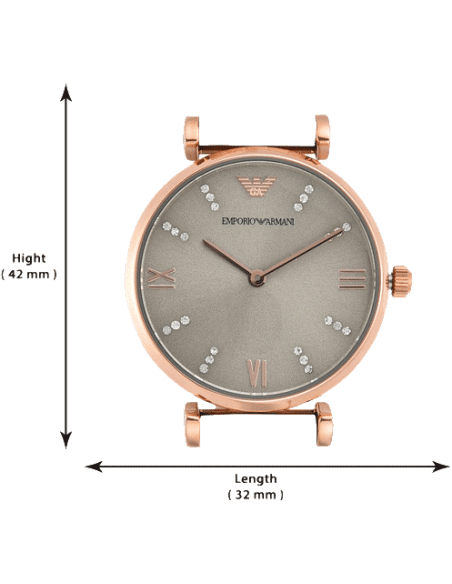 Emporio Armani Gianni T Bar Gunmetal Dial Beige Leather Strap Watch For Women - AR1681 Buy Now By Emporio Armani