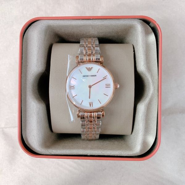 Emporio Armani T Bar Gianni Classic Mother Of Pearl Dial Two Tone Steel Strap Watch For Women - AR1683 Buy Now By Emporio Armani