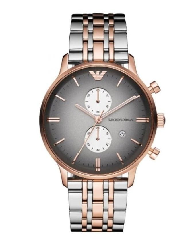 Emporio Armani Gianni Chronograph Grey Dial Two Tone Steel Strap Watch For Men - AR1721 Buy Now By Emporio Armani