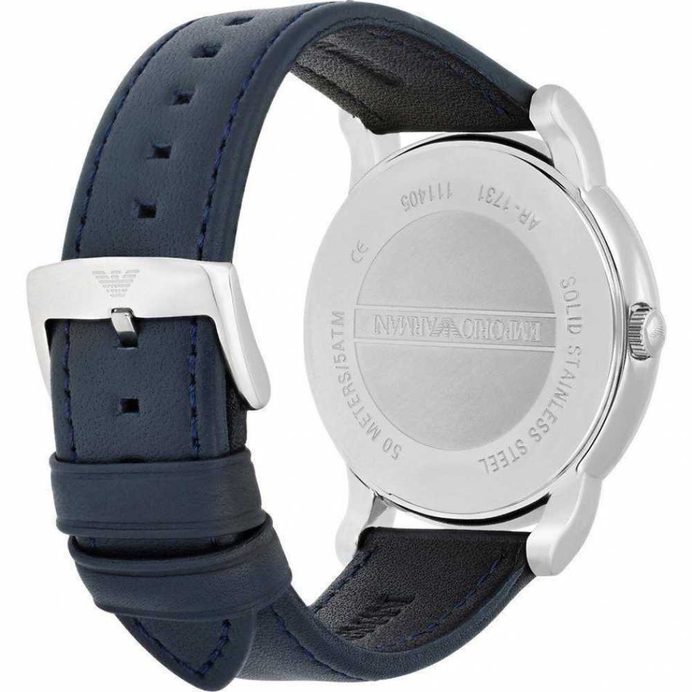 Emporio Armani Classic Quartz Blue Dial Black Leather Strap Watch For Men - AR1731 Buy Now By Emporio Armani