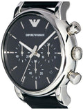 Emporio Armani Classic Chronograph Black Dial Black Leather Strap Watch For Men - AR1733 Buy Now By Emporio Armani