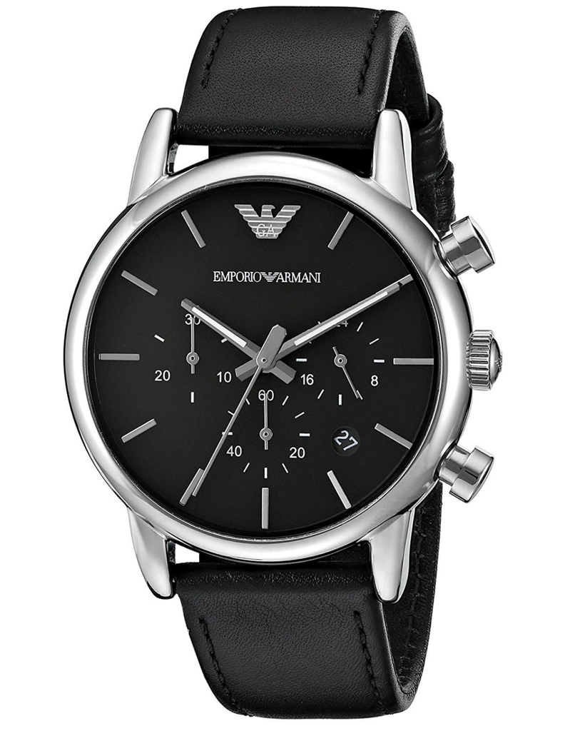 Emporio Armani Classic Chronograph Black Dial Black Leather Strap Watch For Men - AR1733 Buy Now By Emporio Armani