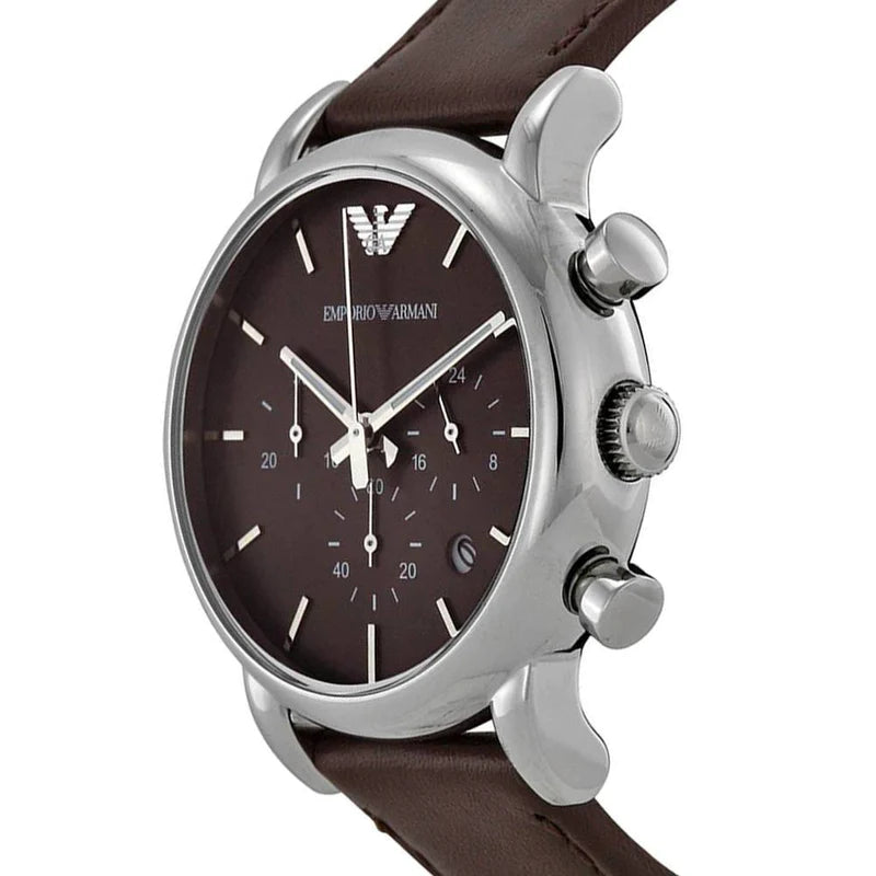 Emporio Armani Classic Chronograph Brown Dial Brown Leather Strap Watch For Men - AR1734 Buy Now By Emporio Armani