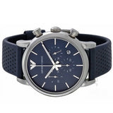 Emporio Armani Luigi Chronograph Blue Dial Black Leather Strap Watch For Men - AR1736 Buy Now By Emporio Armani