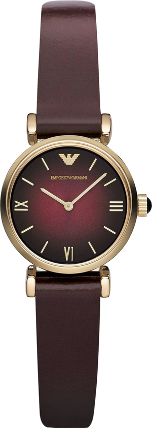Emporio Armani Gianni T Bar Burgundy Dial Burgundy Leather Strap Watch For Women - AR1758 Buy Now By Emporio Armani