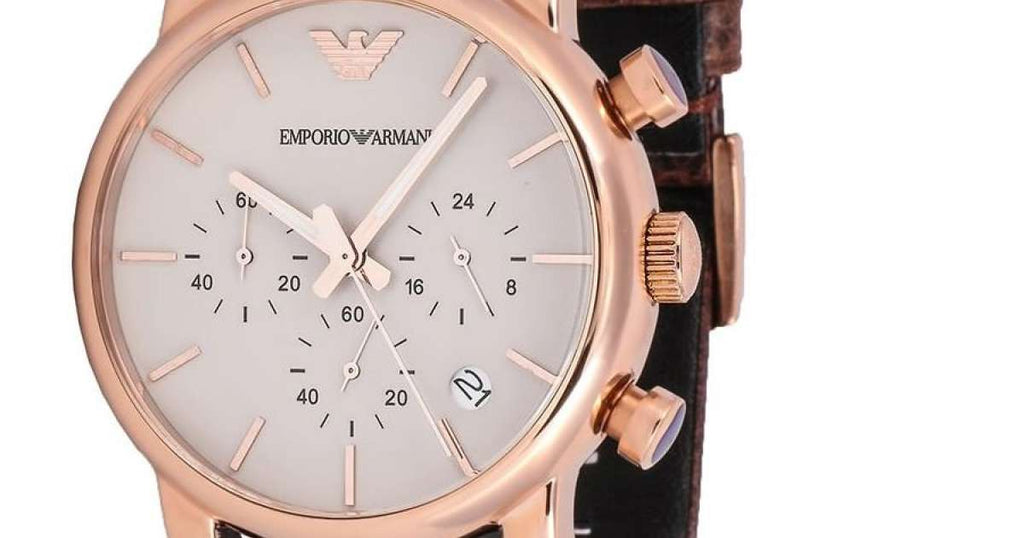 Emporio Armani Classic Chronograph White Dial Brown Leather Strap Watch For Men - AR1809 Buy Now By Emporio Armani