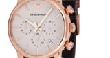 Emporio Armani Classic Chronograph White Dial Brown Leather Strap Watch For Men - AR1809 Buy Now By Emporio Armani