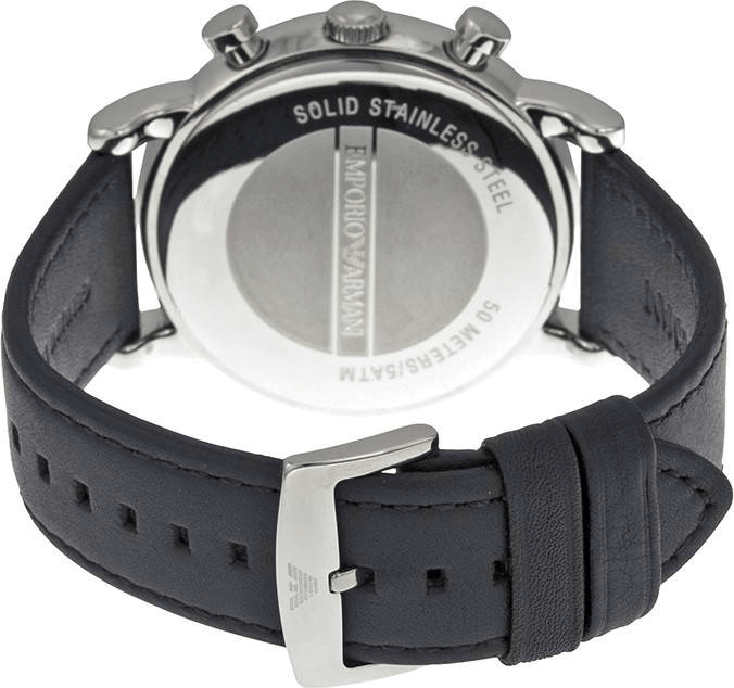 Emporio Armani Luigi Chronograph Black Dial Black Leather Watch For Men - AR1828 Buy Now By Emporio Armani