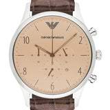 Emporio Armani Classic Chronograph Cream Dial Brown Leather Strap Watch For Men - AR1878 Buy Now By Emporio Armani