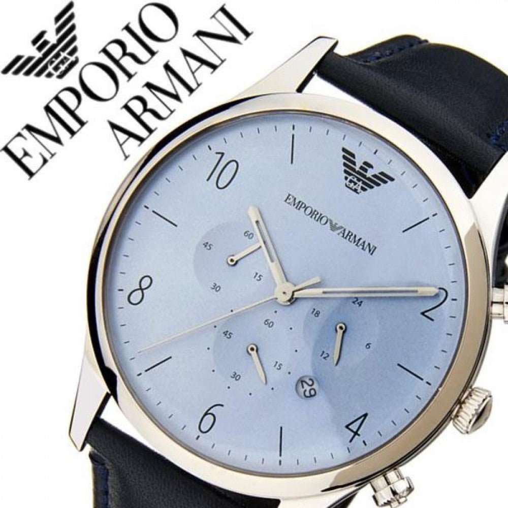 Emporio Armani Chronograph Blue Dial Blue Leather Strap Watch For Men - AR1889 Buy Now By Emporio Armani