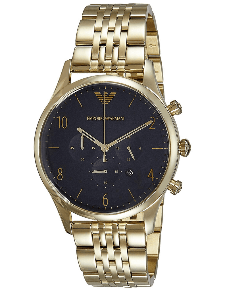 Emporio Armani Classic Chronograph Black Dial Gold Steel Strap Watch For Men - AR1893 Buy Now By Emporio Armani