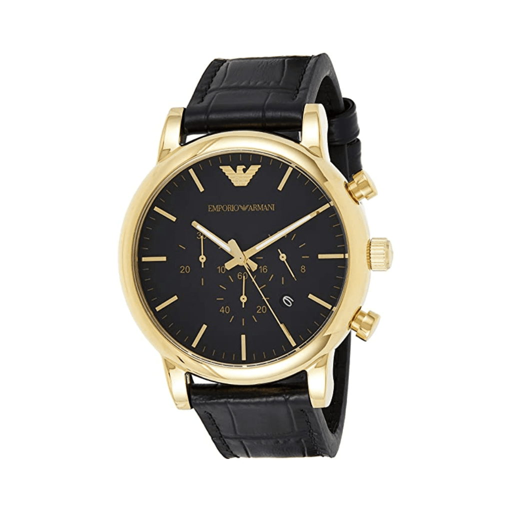 Emporio Armani Luigi Chronograph Black Dial Black Leather Watch For Men - AR1917 Buy Now By Emporio Armani