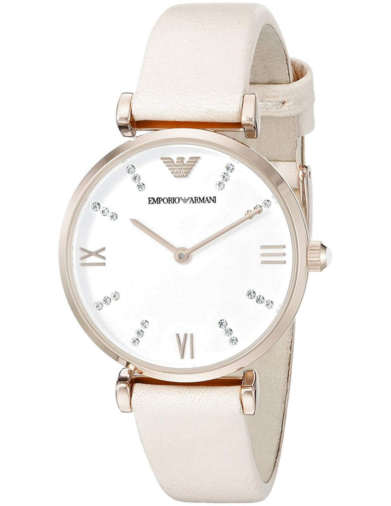 Emporio Armani Gianni T Bar Quartz White Dial Beige Leather Strap Watch For Women - AR1927 Buy Now By Emporio Armani