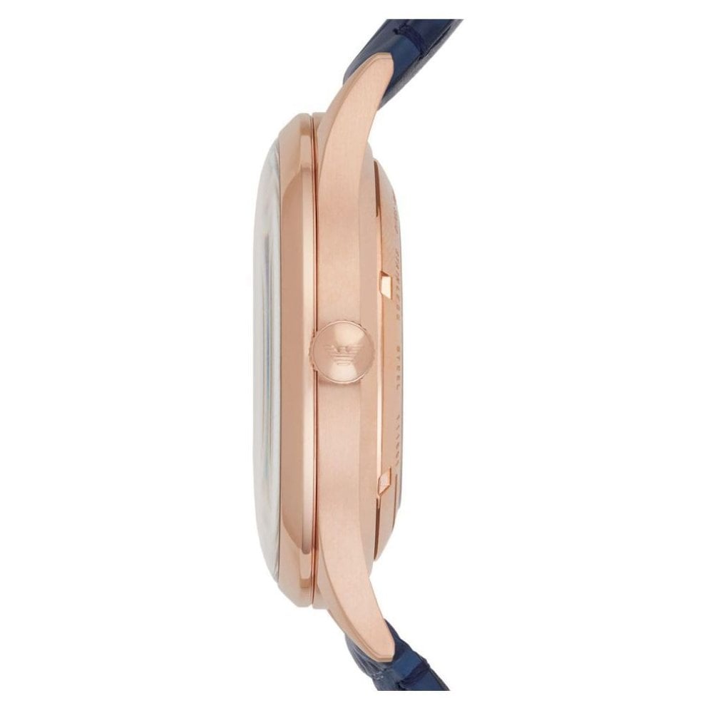 Emporio Armani Meccanico Automatic White Dial Blue Leather Strap Watch For Men - AR1947 Buy Now By Emporio Armani