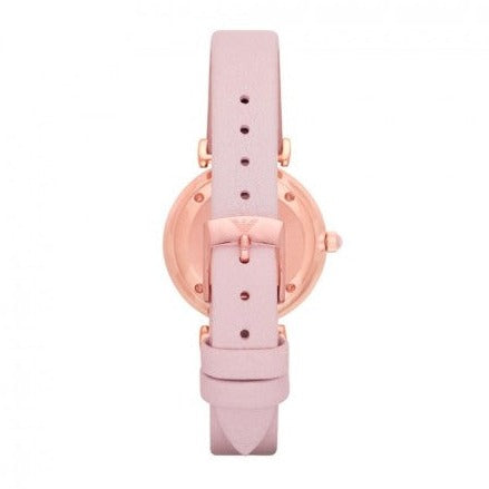 Emporio Armani Gianni T Bar Mother Of Pearl Pink Dial Pink Leather Strap Watch For Women - AR1958 Buy Now By Emporio Armani