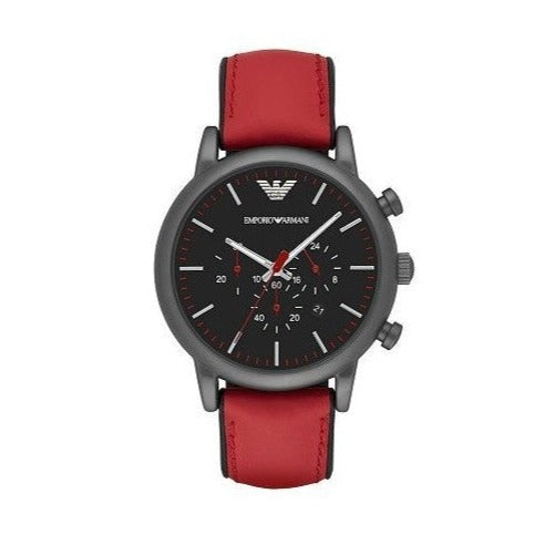 Emporio Armani Luigi Chronograph Black Dial Red Leather Strap Watch For Men - AR1971 Buy Now By Emporio Armani