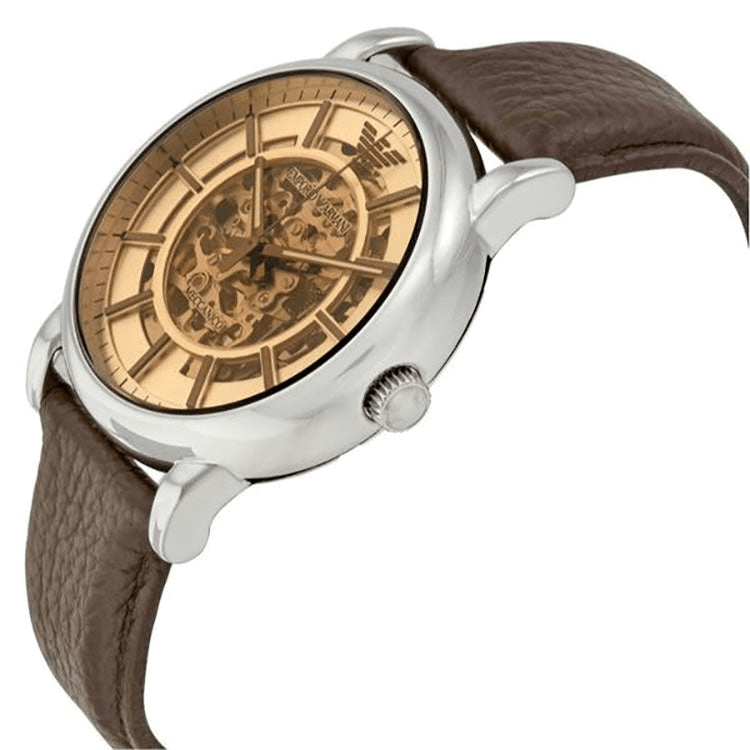 Emporio Armani Luigi Meccanico Brown Dial Brown Leather Strap Watch For Men - AR1982 Buy Now By Emporio Armani